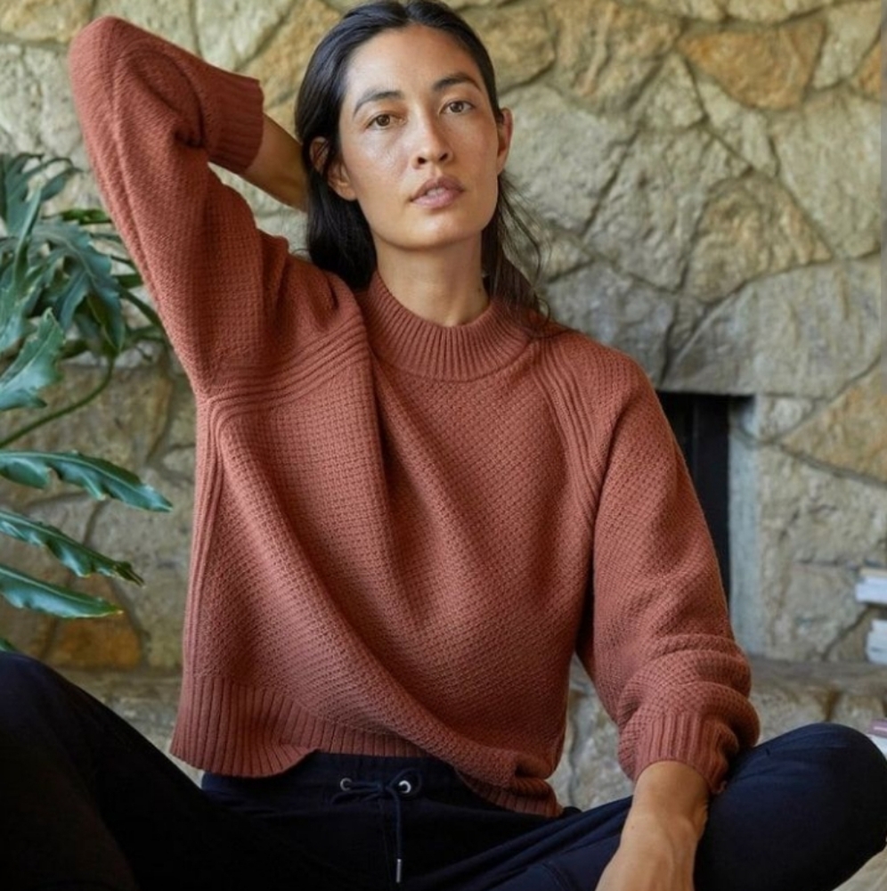 Everlane ReCashmere 100% Recycled Cashmere Waffle Knit Crewneck Sweater S